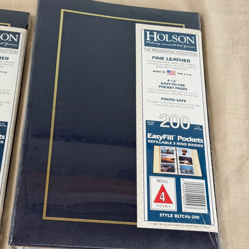 Holson Presidential Collection Navy Bonded Leather 4x6 Photo Album Set of 2